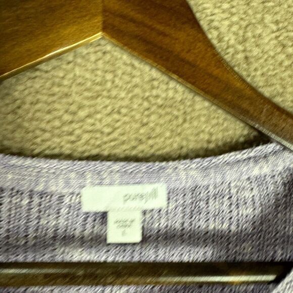 Pure J Jill Tunic Sweater Womens Large Purple Ribbed Knit 3/4 Sleeve Asymmetric - Picture 4 of 9